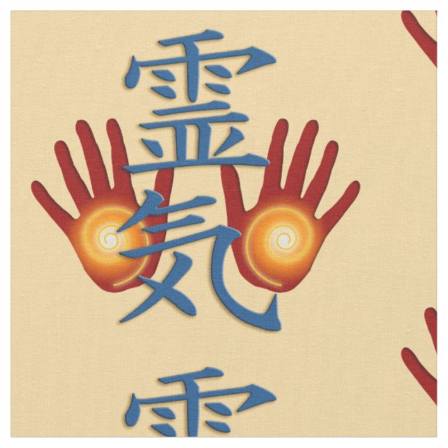 Tecido Símbolo / Sinal REIKI & Mãos + seu backgr. & ideia (Detalhe)