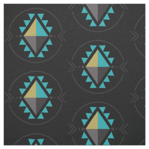 Tecido Símbolo Tribal Aztec Padrão Preto