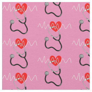 Tecido Símbolos Médicos do Estetoscópio do Coração B