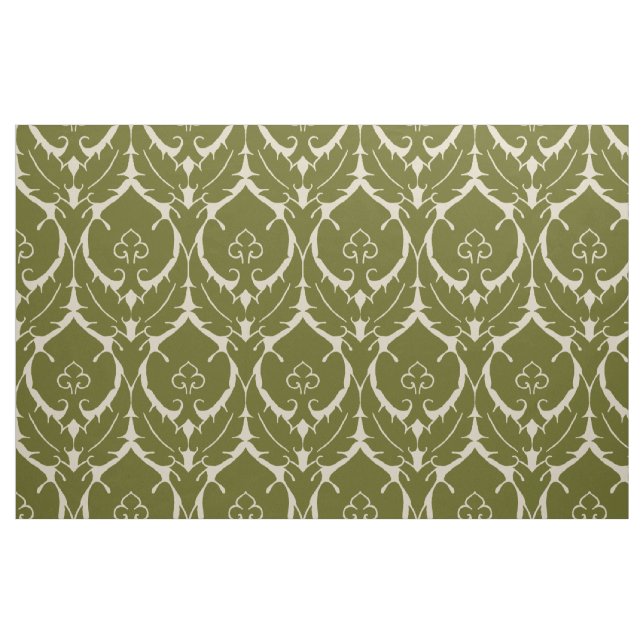 Tecido Simples Renascentismo Damask, Olive Green sobre o  (Fat Quarter)