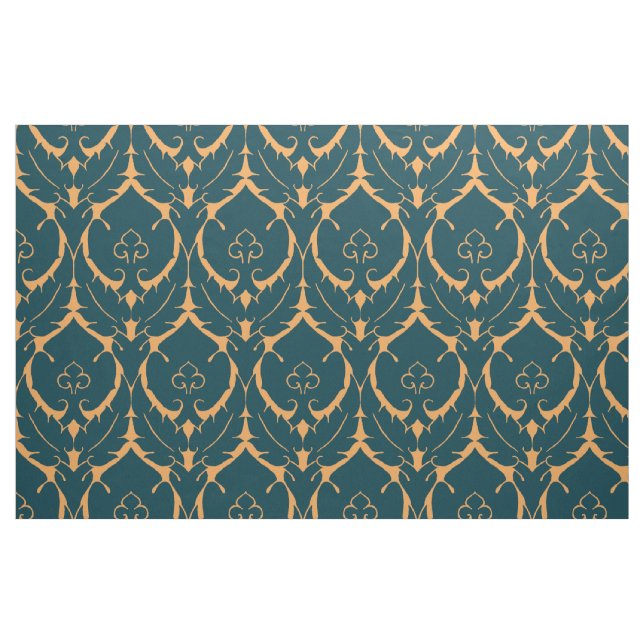 Tecido Simples Renascimento Damask, Azul Escuro em Tawny (Fat Quarter)