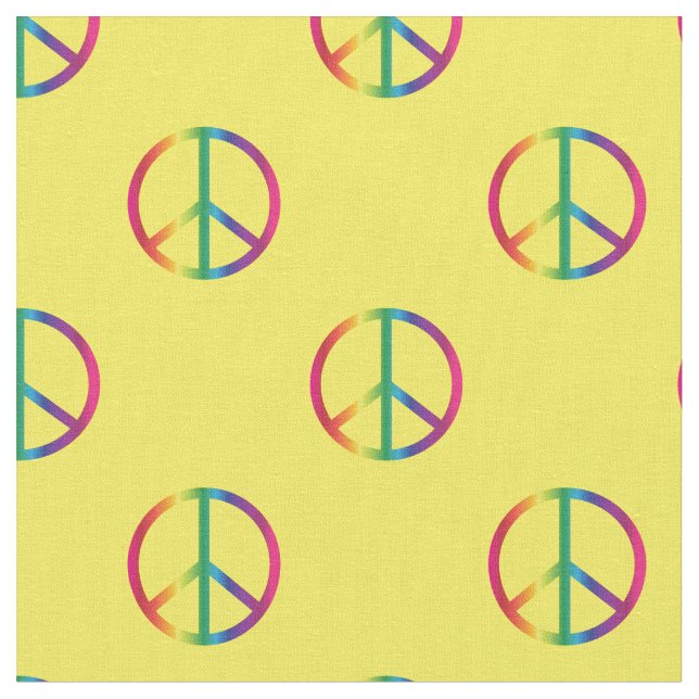 Tecido Sinais de Paz Arco-Íris Amarelo (Detalhe)