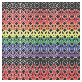 Tecido Sinais de paz do arco-íris no preto