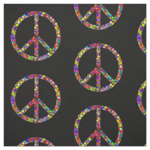 Tecido Sinais de paz mosaico multicoloridos símbolos