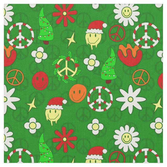 Tecido sinal de paz de natal alegre rosto feliz (Detalhe)