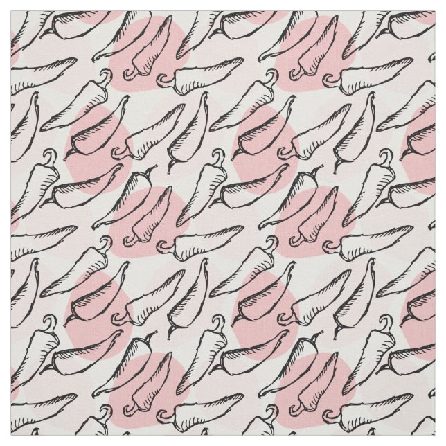 Tecido Sketch Chile Peppers em Rosa (Modelo)