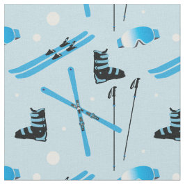 Tecido Skiing Equipment Skis Boots and Poles Pattern