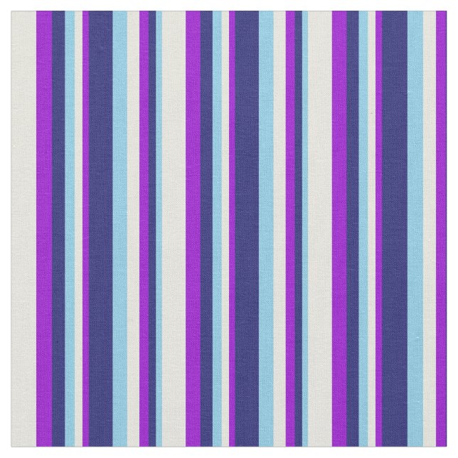 Tecido Sky Blue, Midnight Blue, Dark Violet e Beige (Detalhe)