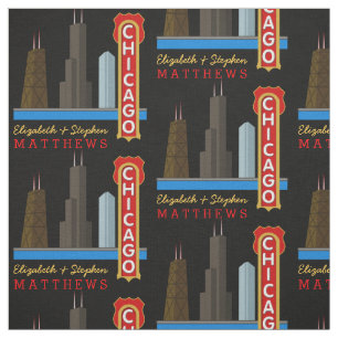 Tecido Skyline personalizada de Chicago Illinois dos