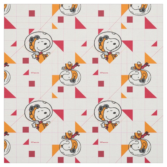 Tecido Snoopy Astronauta Geométrico Branco Brilhante (Modelo)