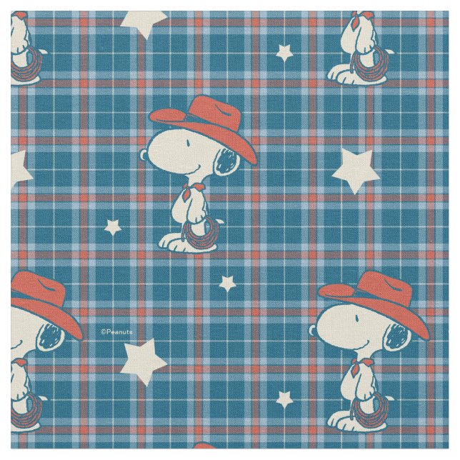 Tecido Snoopy Cowboy Plaid and Star (Detalhe)