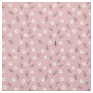 Tecido Soft Pink Daisy Botanical Pima Cotton Fabric