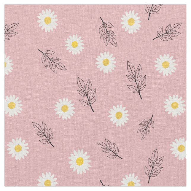 Tecido Soft Pink Daisy Scatter Combed Cotton Fabric (Detalhe)