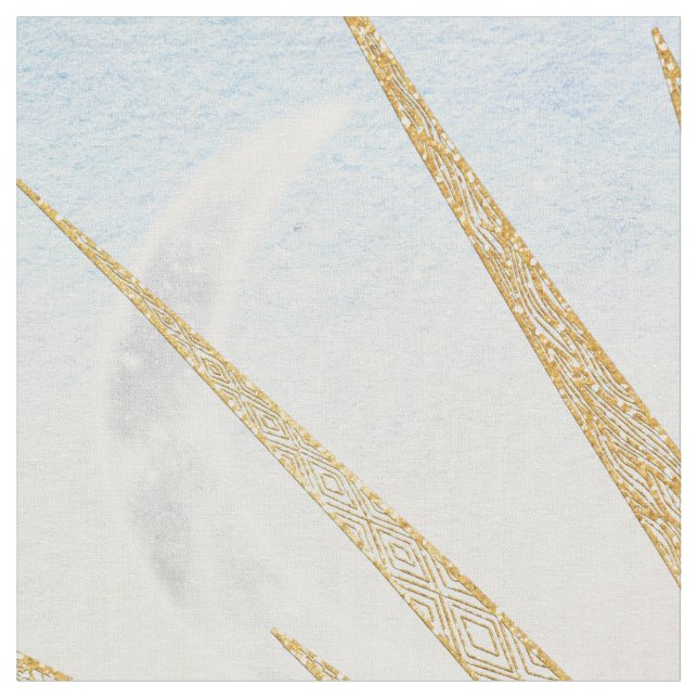 Tecido Sol Dourado Mandala Watercolor Mar (Detalhe)
