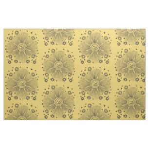 Tecido Sol Estrelas Céu Noturno Antigo Zodíaco Medieval