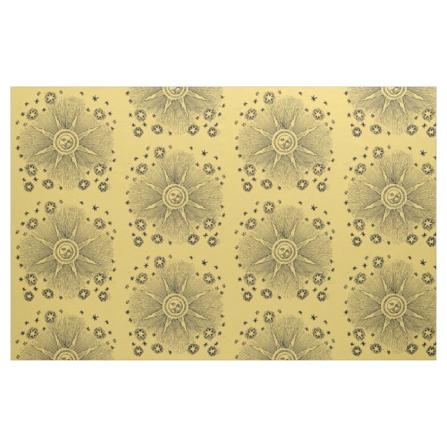 Tecido Sol Estrelas Céu Noturno Antigo Zodíaco Medieval (Fat Quarter)