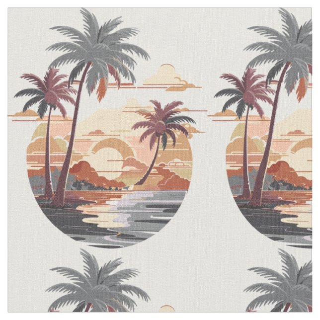 Tecido Sol havaiano com palmeira. (Detalhe)