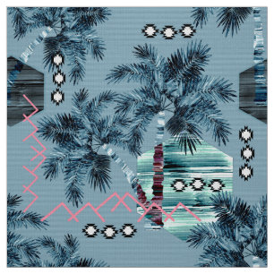 Tecido Sol personalizado do monograma azul-Havaiano Palm