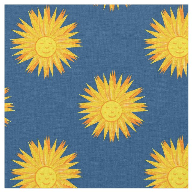 Tecido Sol Sorridente em Azul-Moderno Padrão Celestial (Detalhe)