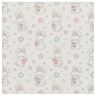 Tecido Sonhos Mais Doces: Kawaii Bunny e Morango