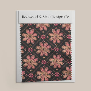 Tecido Sopro Exótico Solar Flor de Lotus Preto