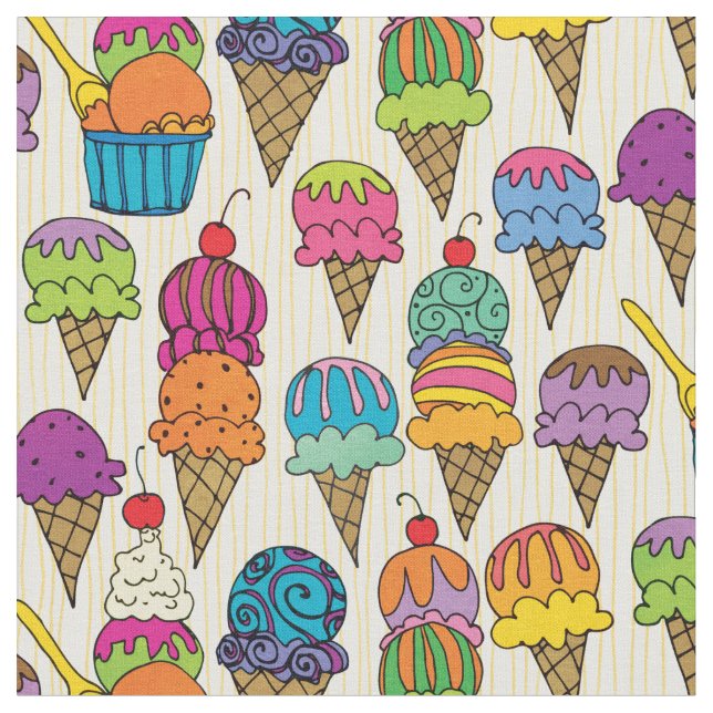 Tecido Sorvete Bonito Deserto de Cone em Cream, padrão fe (Detalhe)