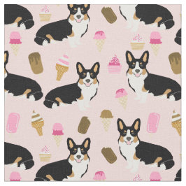 Tecido sorvete Tri Corgi rosa