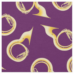 Tecido Sousaphone Tuba Music Musical Room Decor Purple