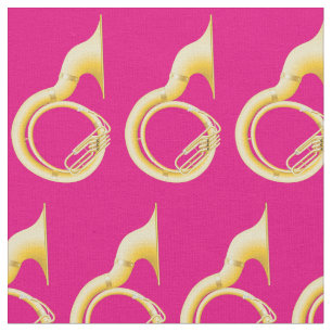 Tecido Sousaphone Tuba Music Musical Room Decor Rosa