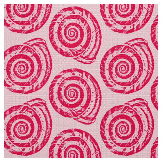 Tecido Spiral Seashell Block Impressão, Coral Rosa e Fuch (Modelo)