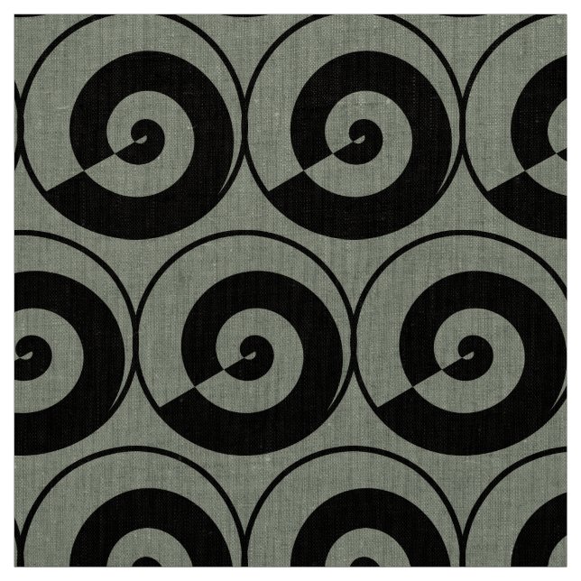 Tecido Spiralen, Schnecken, Kreise Muster schwarz (Modelo)