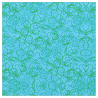 Tecido Squiggles & redemoinhos verdes & azuis
