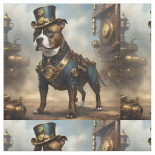 Tecido Staffordshire Bull Terrier Steampunk,