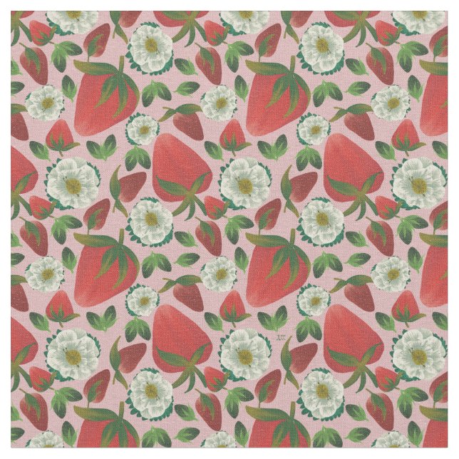 Tecido Strawberry Floral Pink Patterno (Detalhe)