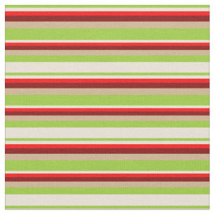 Tecido Stripes Verde, Bisque, Vermelho, Marrom e Tan
