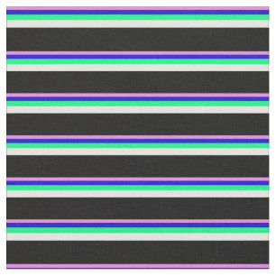 Tecido Stripes violetas, azuis, verdes, brancas e pretas