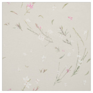Tecido Suave Floral Aquarela Gaura Marfim