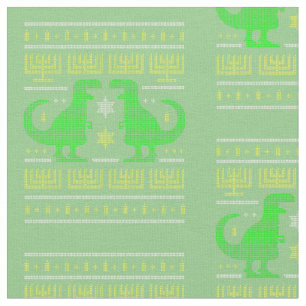 Tecido suéter feio de dinossauro verde hanukkah