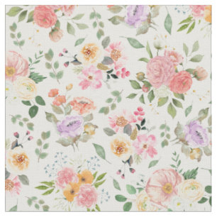 Tecido Summer Boho Floral em Off White