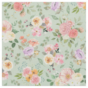 Tecido Summer Boho Floral em Sage Green