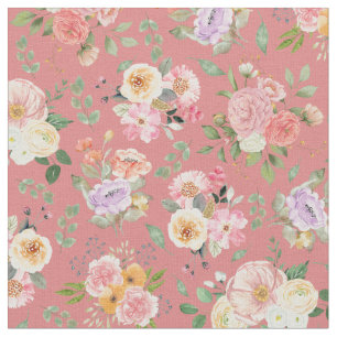 Tecido Summer Boho Floral em Tulip Pink