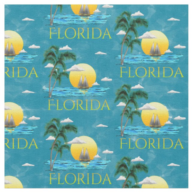Tecido Summer Florida Sailboat Sunset Beach Coastal (Detalhe)