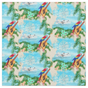 Tecido Summer Seaplane Tropical Beach Coastal