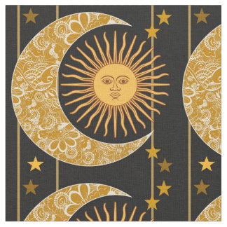 Tecido Sun, lua e estrelas