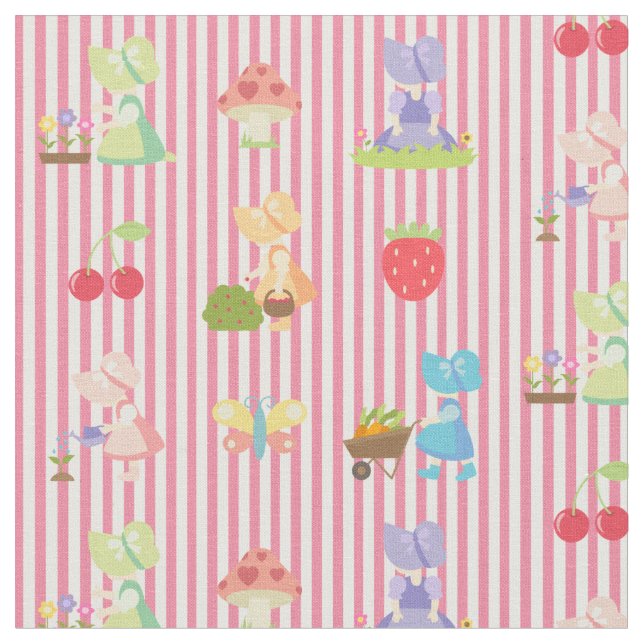 Tecido Sunbonnet Sue on Pastel Pink/White Striping (Detalhe)