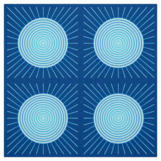 Tecido Sunburst Geométrico Moderno - Azul Cobalto e Aqua (Modelo)