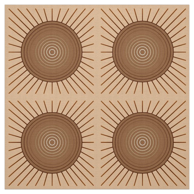 Tecido Sunburst Geométrico Moderno - Brown e Tan (Modelo)