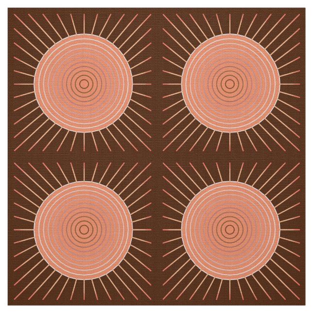 Tecido Sunburst Geométrico Moderno - Peach e Brown (Modelo)
