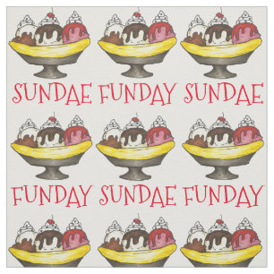 Tecido SUNDAE (DOMINGO) Sorvete FUNDAY Banana Comida