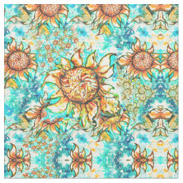 Tecido Sunflower Craze - padrão de verão colorido para vo